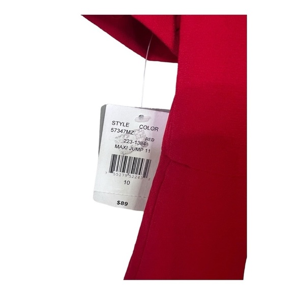 Red Peplum Waist Square Neck Jumpsuit‎ Gold Back Zipper by Danny & Nicole NEW - Picture 15 of 16